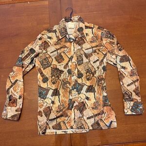 Sear’s Menstore Vintage Dress Shirt Medium (15.5) Deadstock Egyptian Pattern 70s